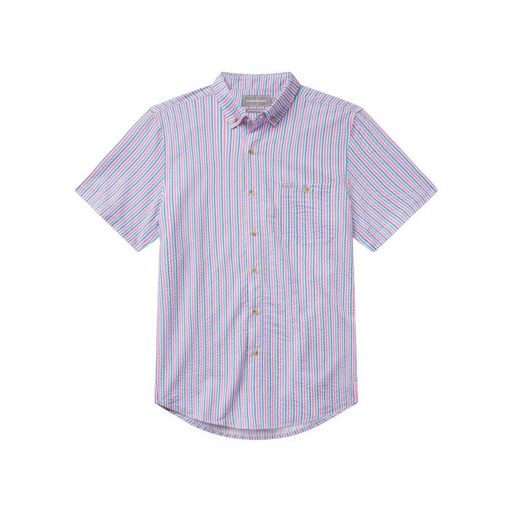 NEW SOUTHERN SHIRT COMPANY men's clubhouse seersucker baja shirt in berry tide